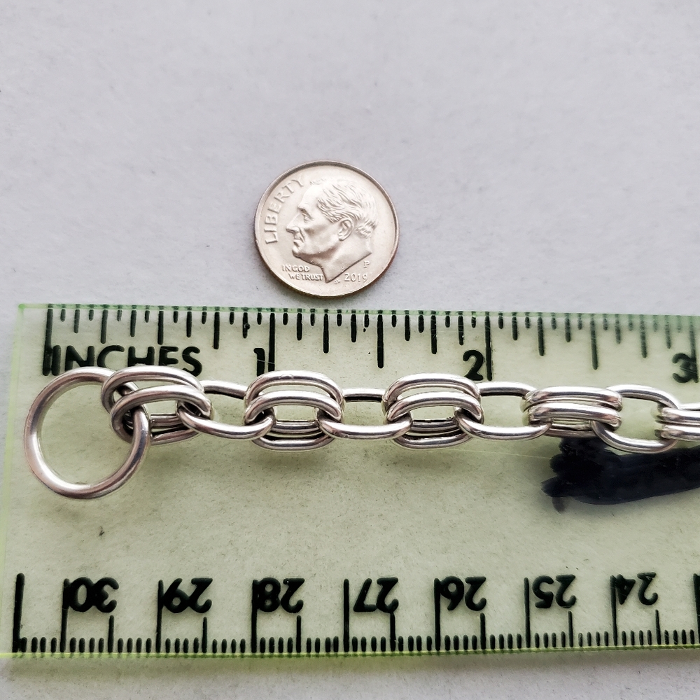 Sterling Double Link Bracelet ITALY - Picture 12 of 16